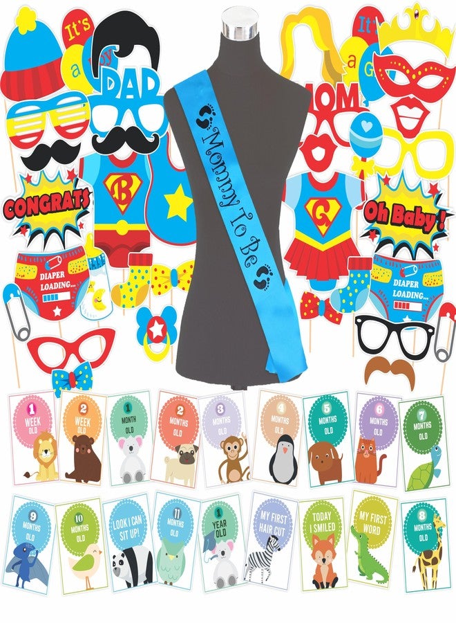 ووبوكس مجموعة زينة حفل استقبال المولود من ووبوكس | دعائم كشك الصور لحفل استقبال المولود، ووشاح "مرحلة مميزة" و"أم حامل"، ومجموعة زينة حفل "غود بهاراي" (FP490) - Image 1